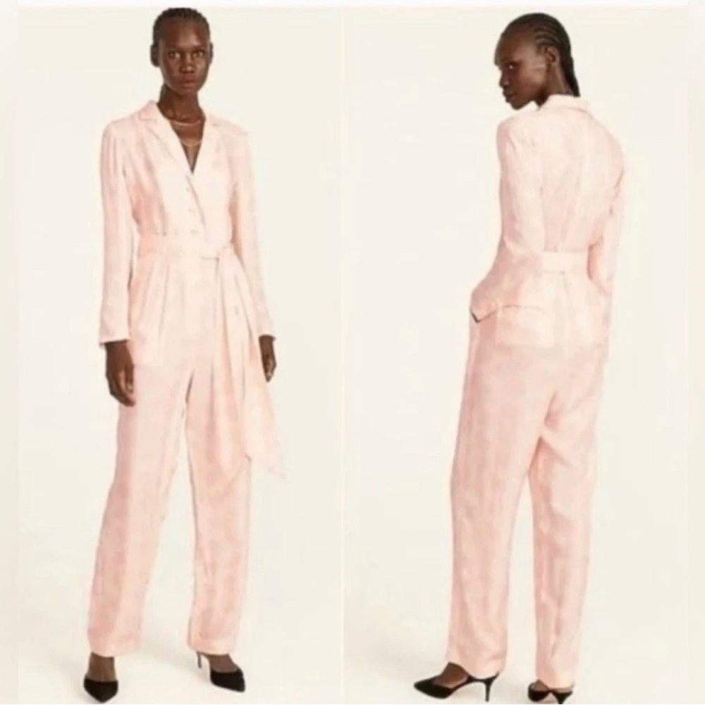 J. Crew Blush Pink Tailored Long-Sleeve Jumpsuit
